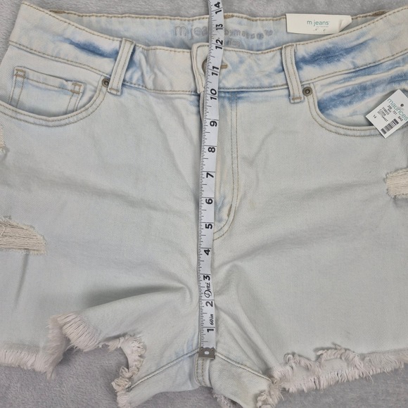 NWT 14 (34) High Rise Frayed Hem Maurices Jean Shorts Distressed Denim Light - Picture 7 of 12